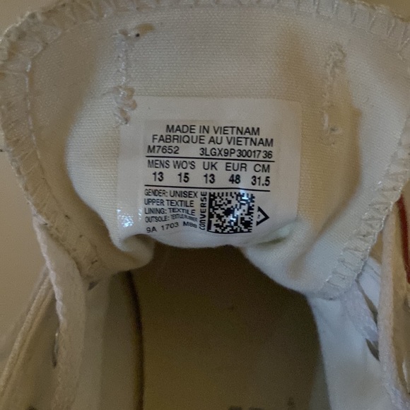 Chuck Taylor All Star Classic, white, used, size 13 - Picture 8 of 8